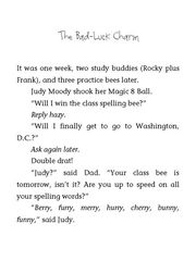 11 Judy Moody and the Bad Luck Charm 04 The Bad-Luck Charm -- 绘本听读宝在线台词全文