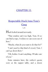 14 The Adventures of Tom Sawyer Mark Twain 15 Respectable Huck Joins Tom’s Gang -- 绘本听读宝在线台词全文
