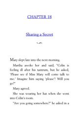 16 The Secret Garden Frances Hodgson Burnett 18 Sharing a Secret -- 绘本听读宝在线台词全文