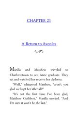 03 Anne of Green Gables Lucy Maud Montgomery 21 A Return to Avonlea -- 绘本听读宝在线台词全文