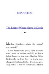 03 Anne of Green Gables Lucy Maud Montgomery 22 The Reaper Whose Name Is Death -- 绘本听读宝在线台词全文