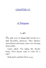 06 Little Women Louisa May Alcott 13 A Telegram -- 绘本听读宝在线台词全文