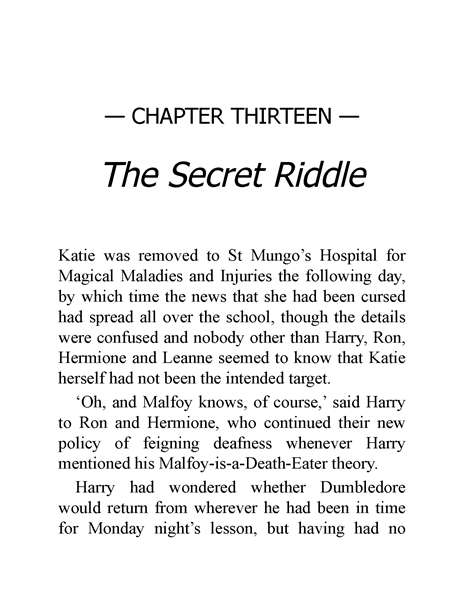 06 Harry Potter and the Half-Blood Prince 13 The Secret Riddle -- 绘本听读宝在线台词全文
